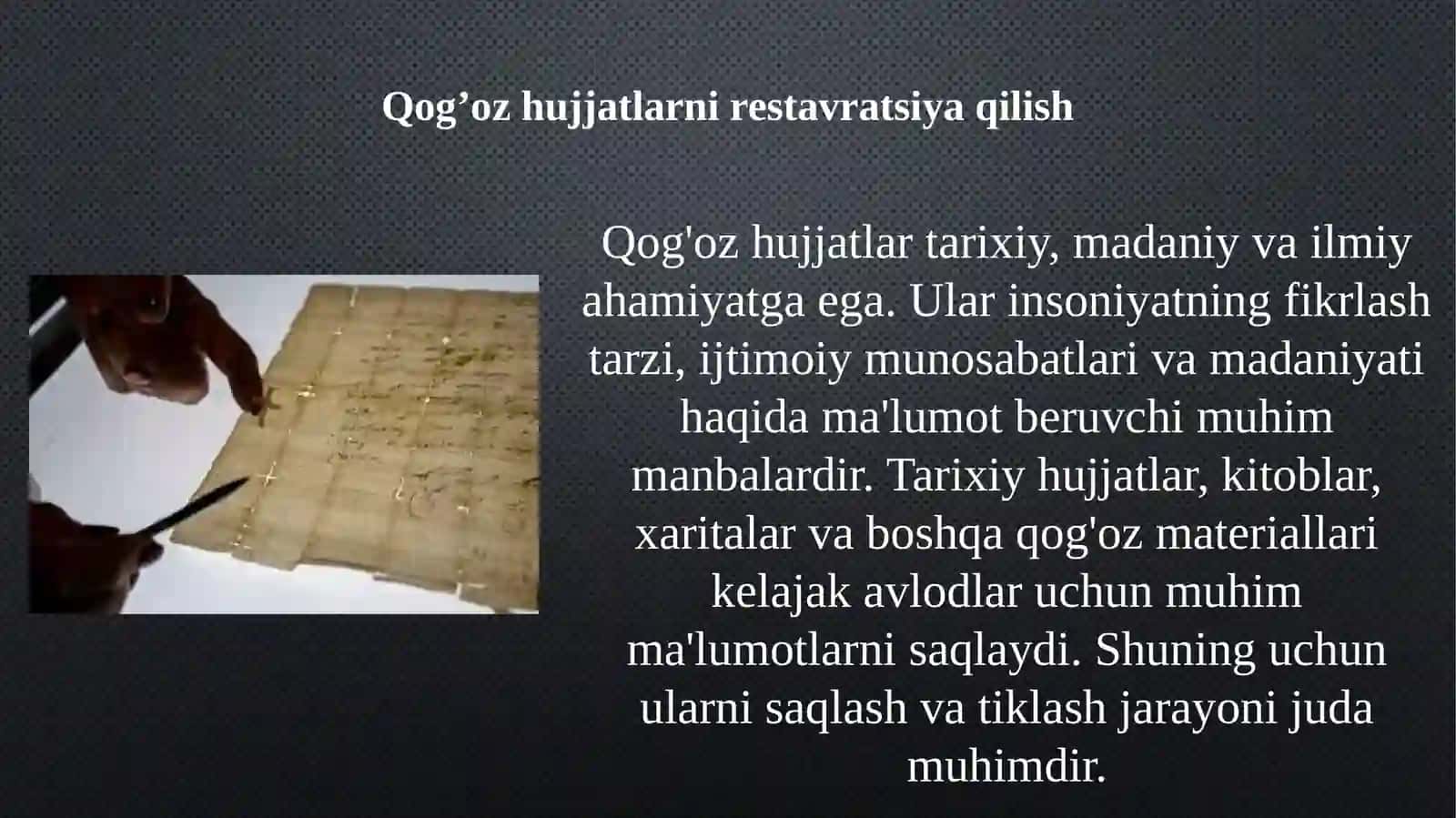 Qog’oz hujjatlarni restavratsiya qilish 4