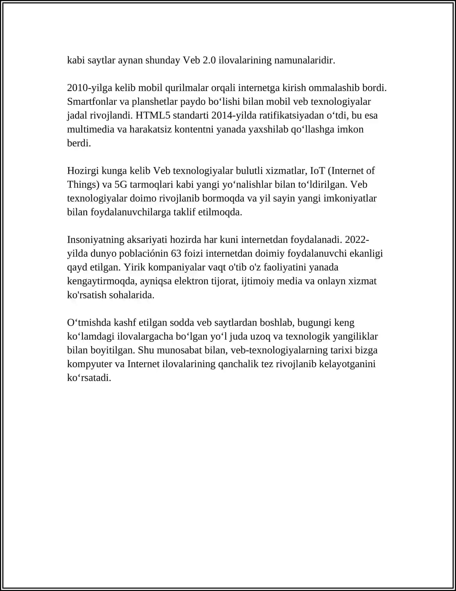 WEB TEXNALOGIYA ASOSLARI 4
