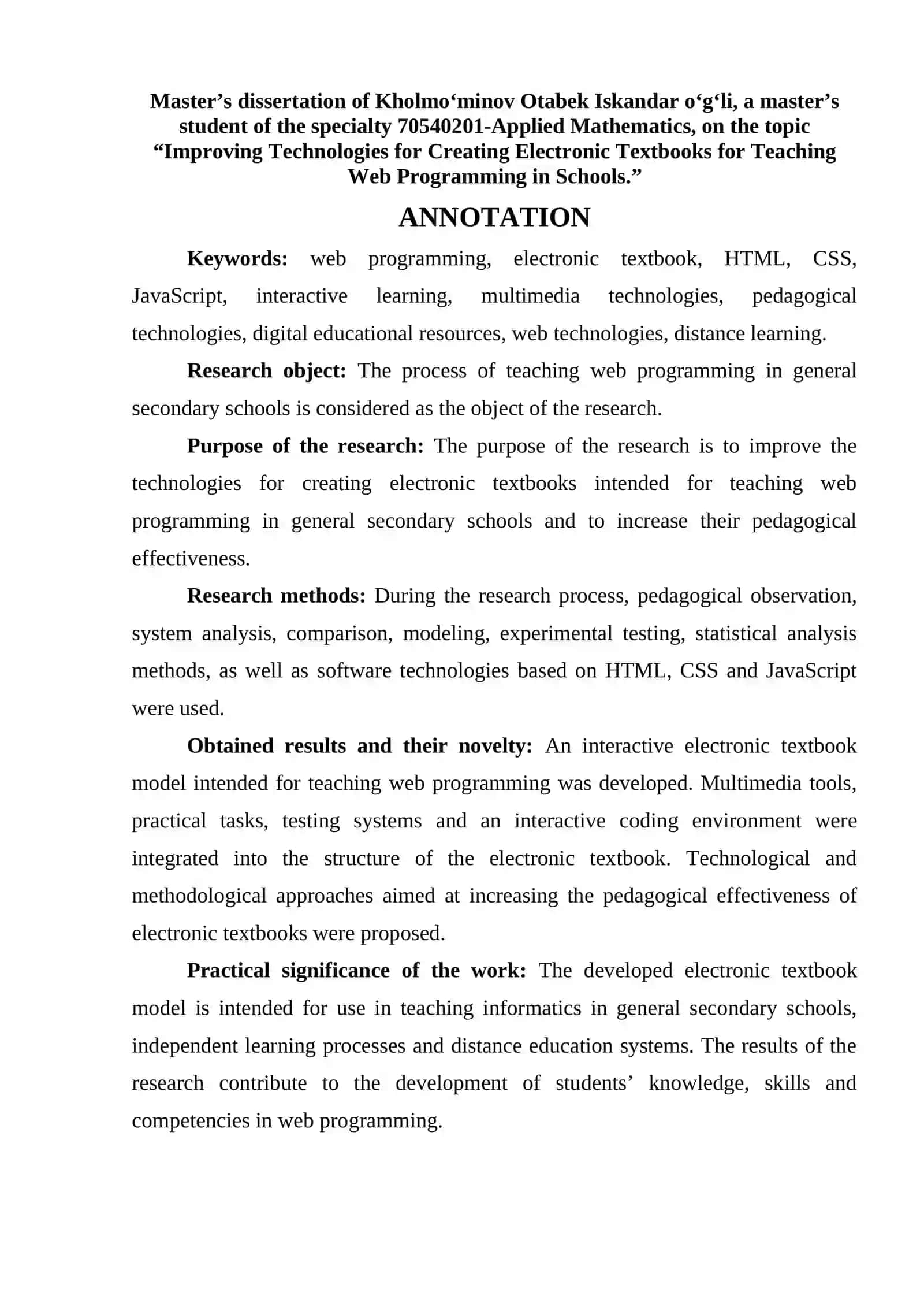 MAGISTRLIK DISSERTATSIYASI MAVZUSI 4
