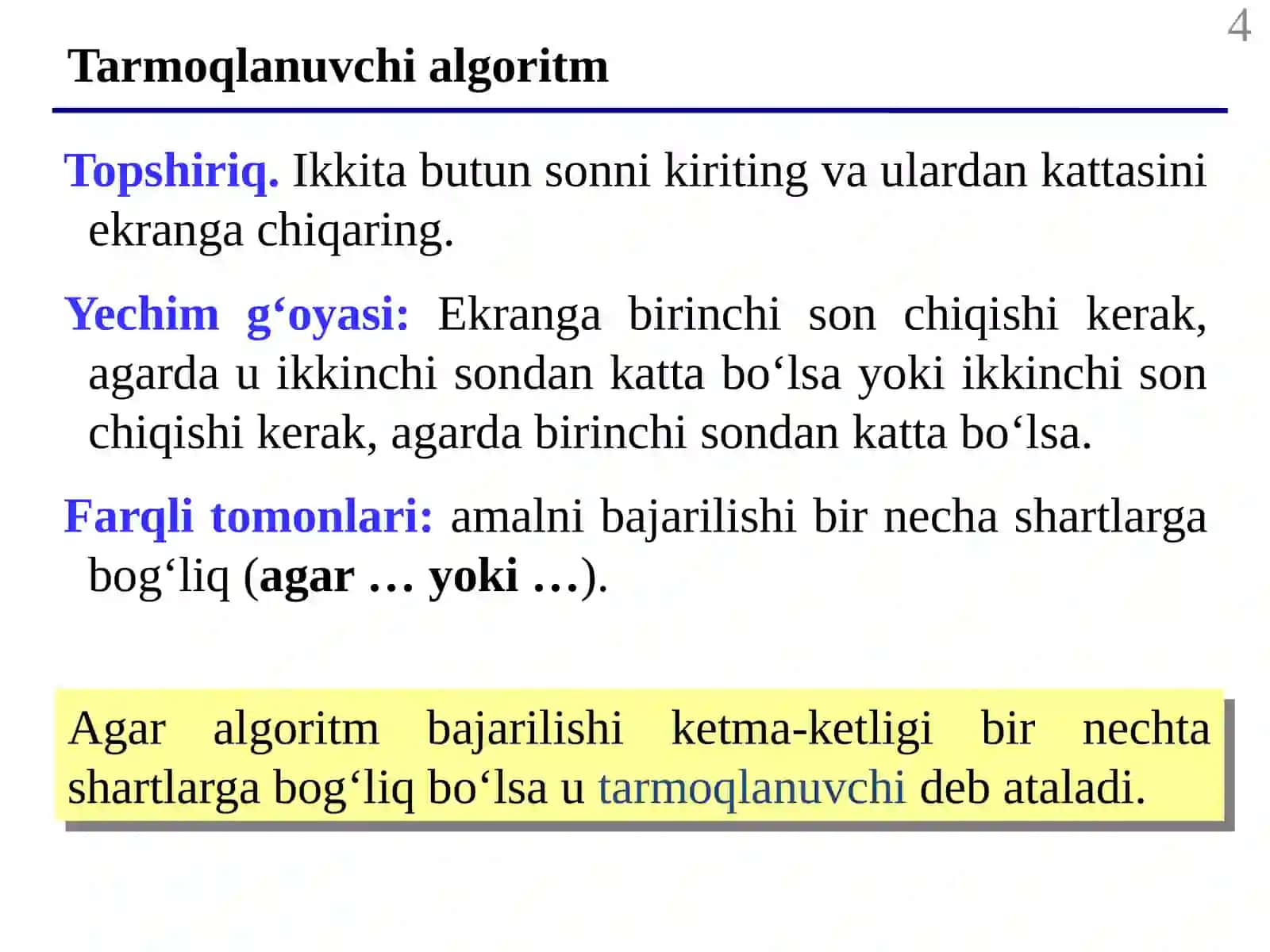 Mantiqiy dastur tuzilmasi 4
