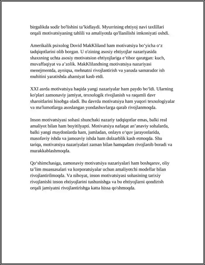 INSON MOTIVATSION SOHASINING RIVOJLANISHI 4