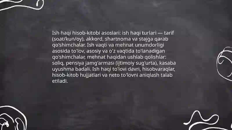 Mehnat va unga haq to'lash hisobi 4