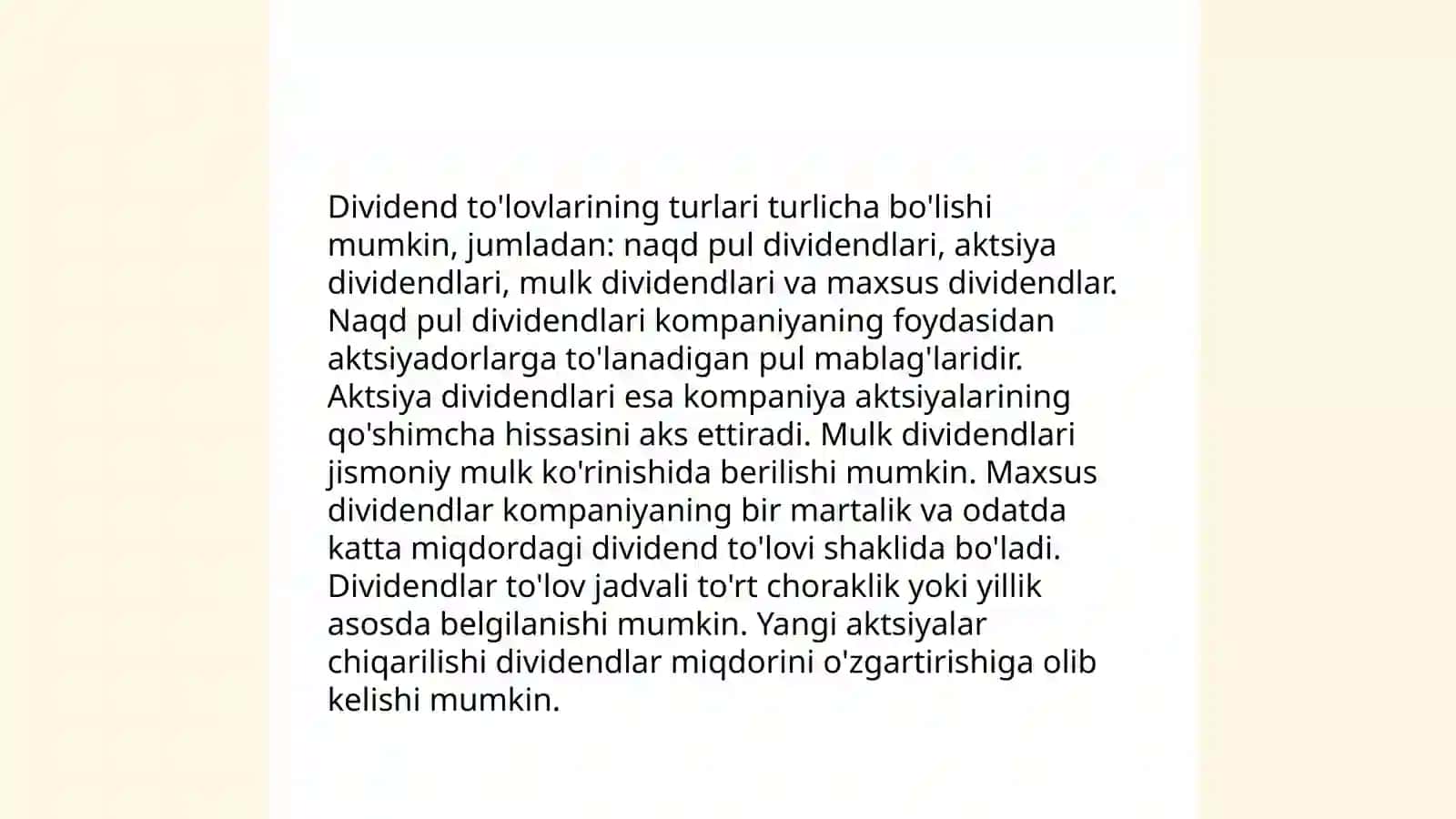 Divident siyosati va uning investorlar uchun ahamiyati 4