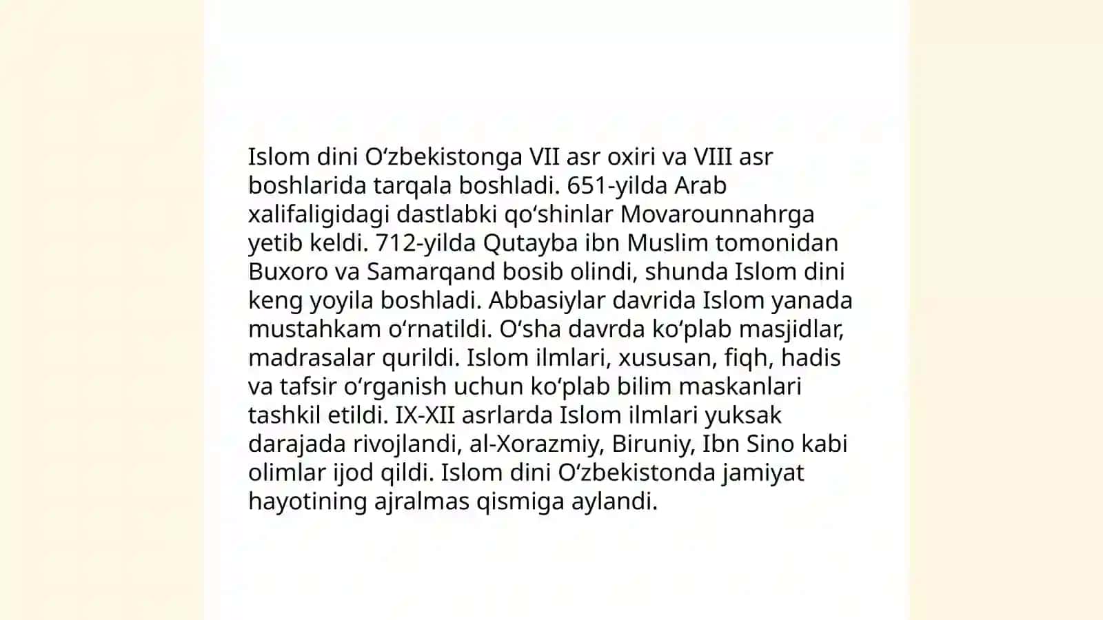 Arablarning Oʻrta Osiyoga kirib kelishi 4