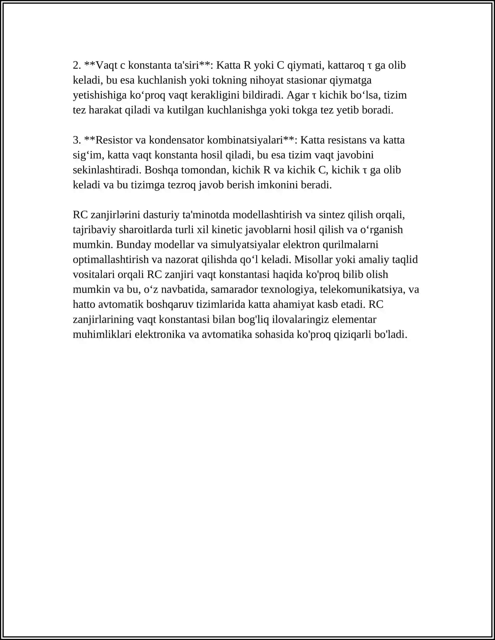 RC SXEMALARINING VAQT JAVOBINI MODELLASHTIRISH 4