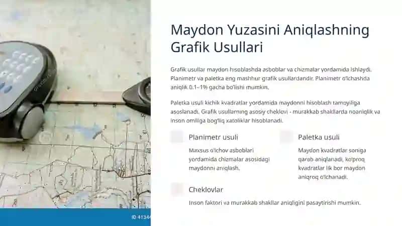 Maydon yuzalarini analitik va grafik usullar bilan aniqlash 4