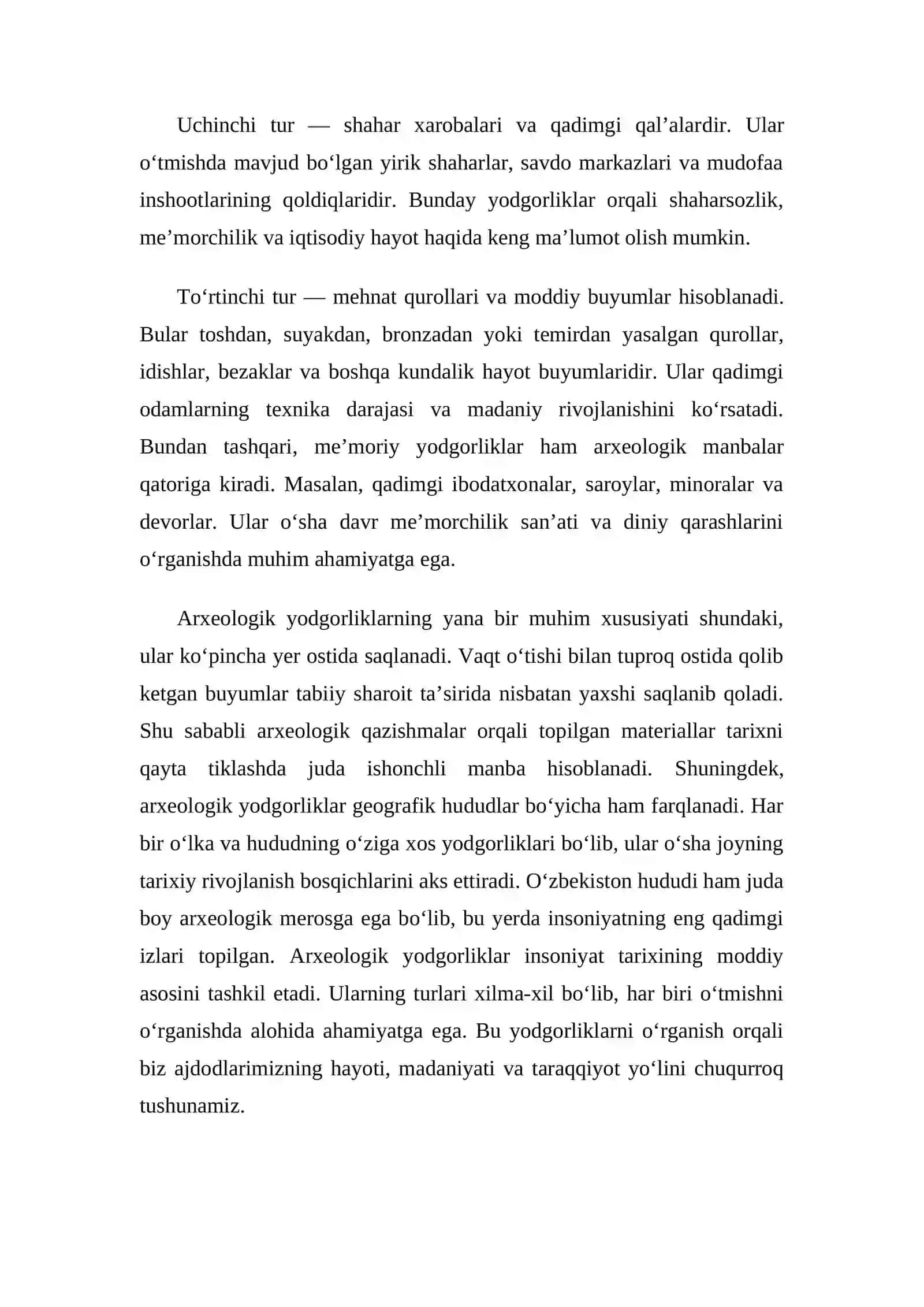 O‘lkamiz tarixini o‘rganishda arxeologik yodgorliklarning o‘rni 4