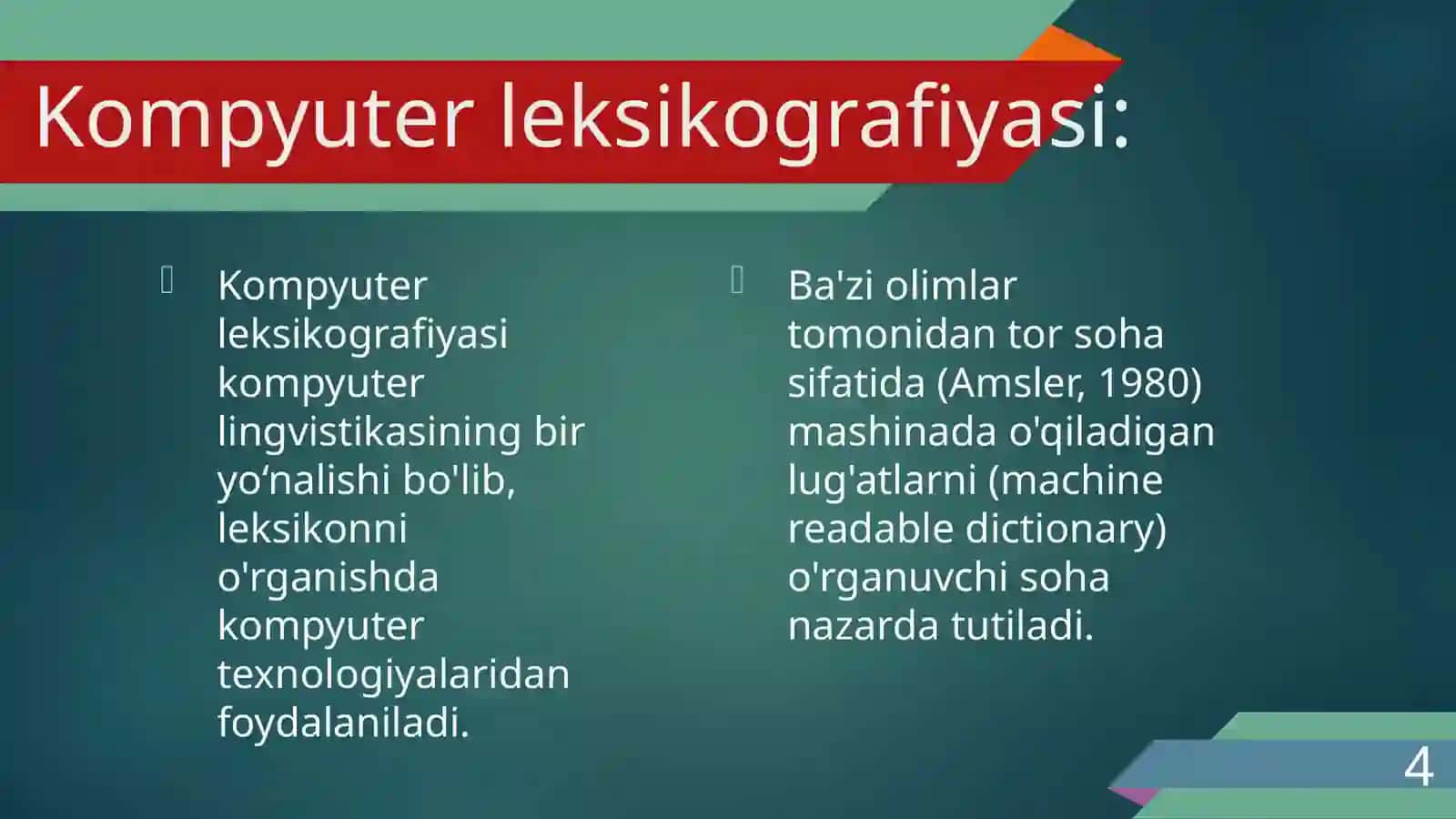 Kompyuter leksikografiyasi 4