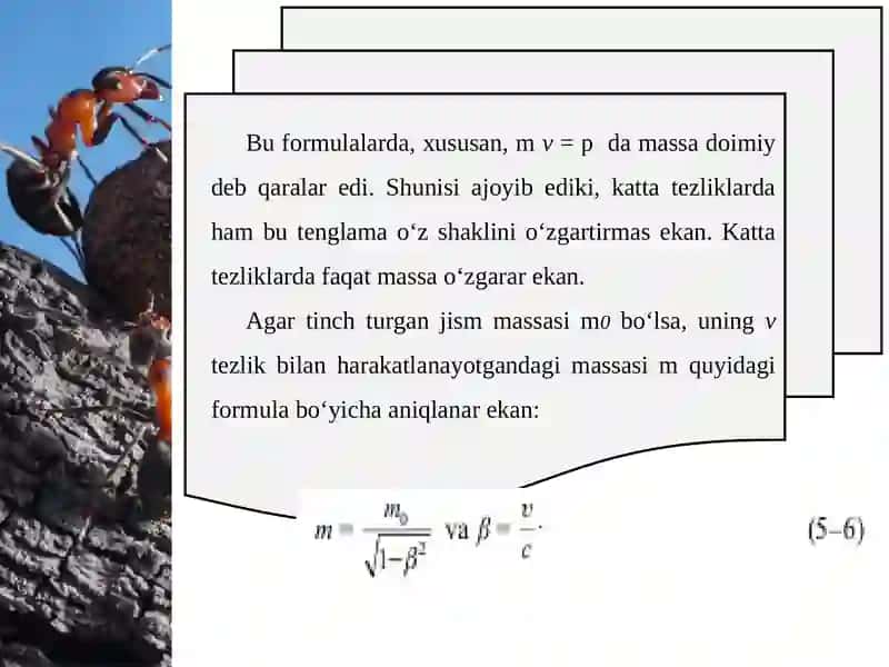 Massa va energiyaning o'zaro bog'liqlik qonuni 4