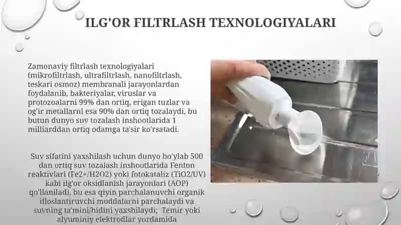 Ichimlik suvining sifatini yaxshilashning zamonaviy usuli 4