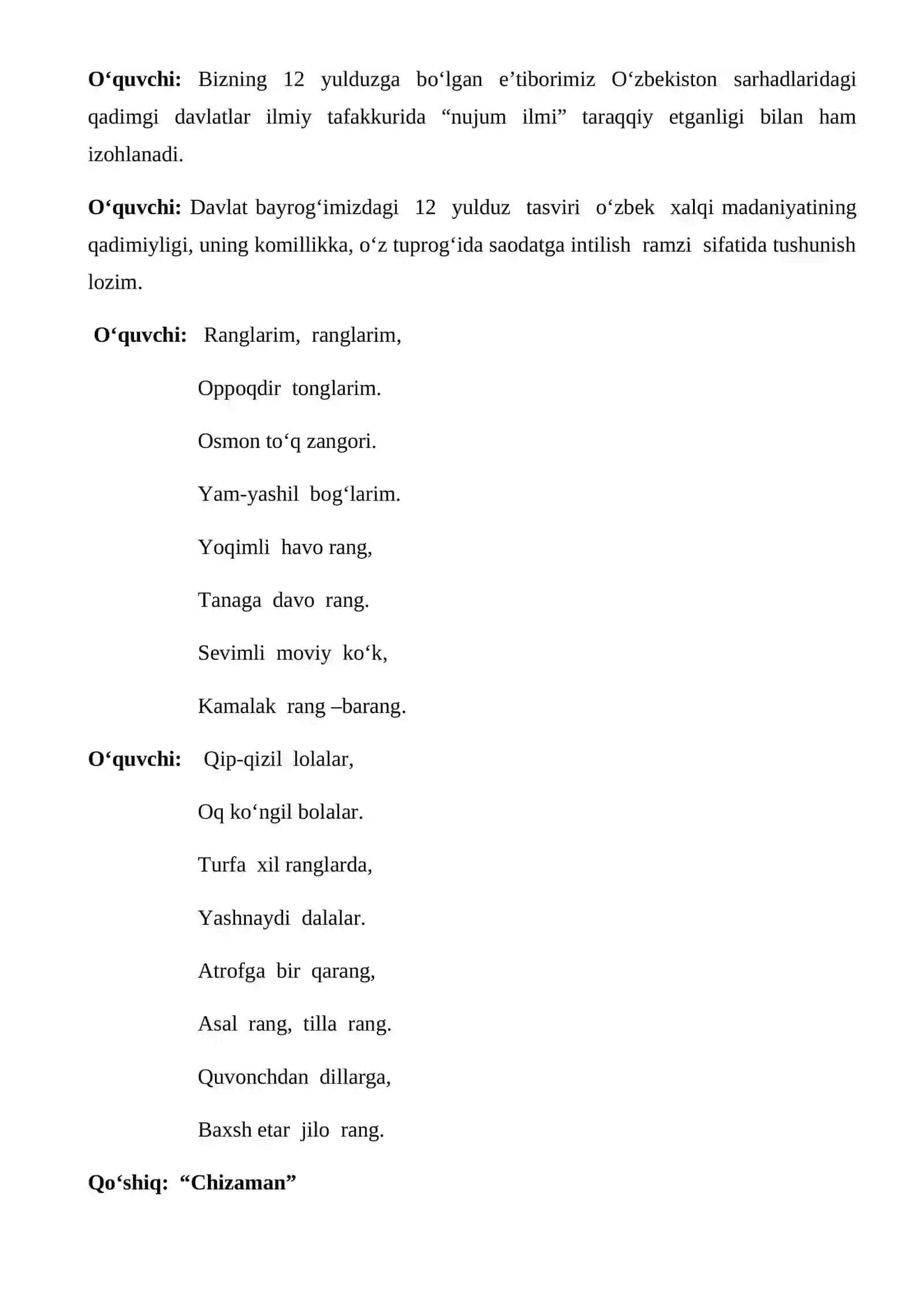 Vatanim bayrog‘ini yuksaklarga ko‘taraylik TADBIRI 4