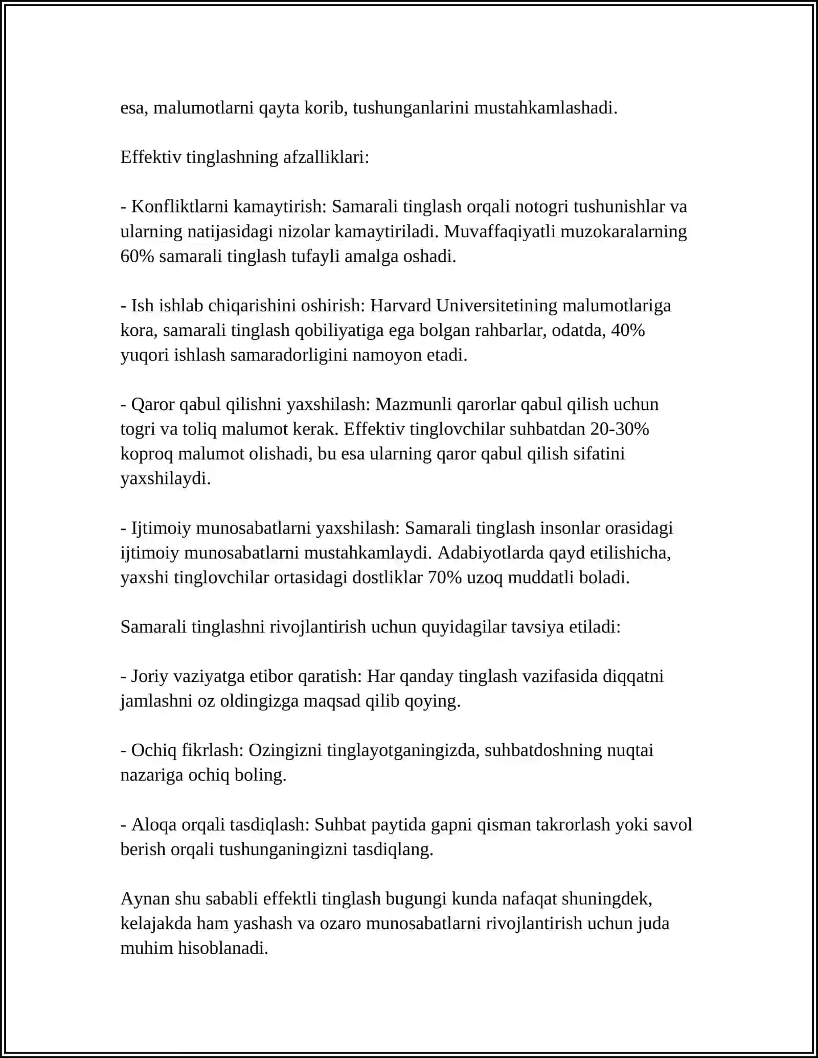 PATSIENT BILAN MULOQOT KO'NIKMALARI. PATSIENT BILAN NOVERBAL, VERBAL MULOQOT 4