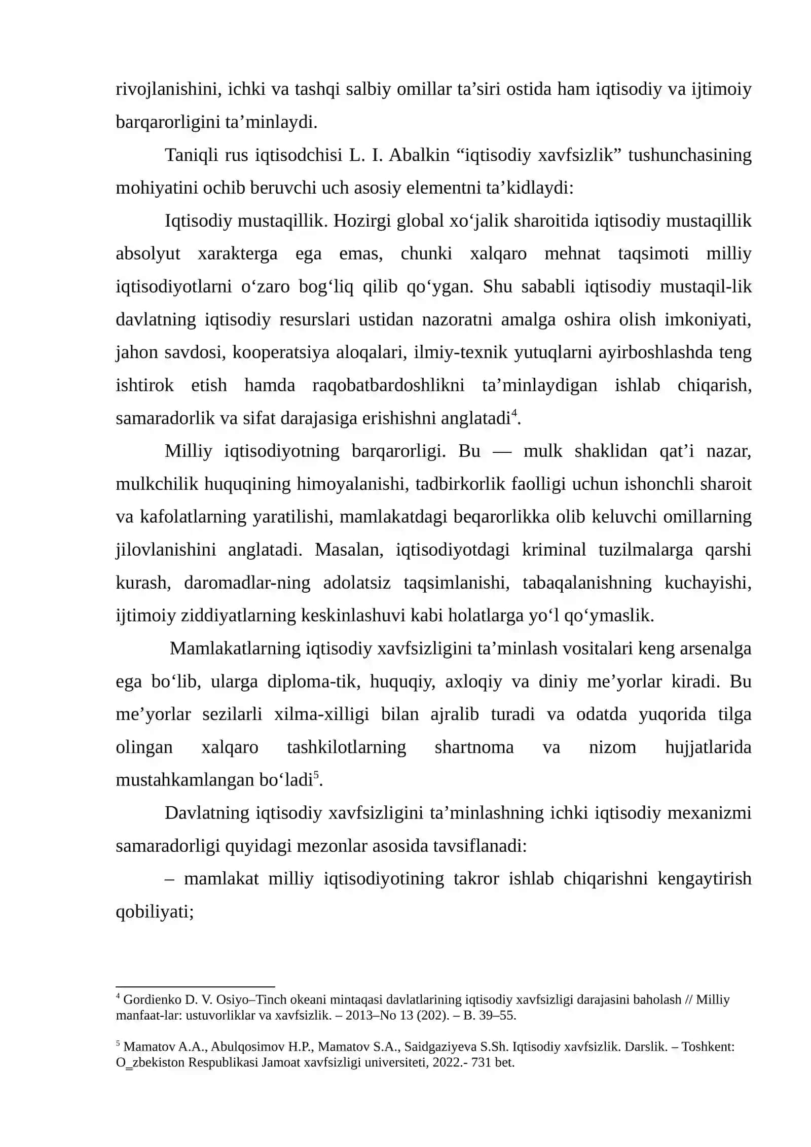 MAMLAKATNING IQTISODIY XAVFSIZLIGINI TA'MINLASH 4