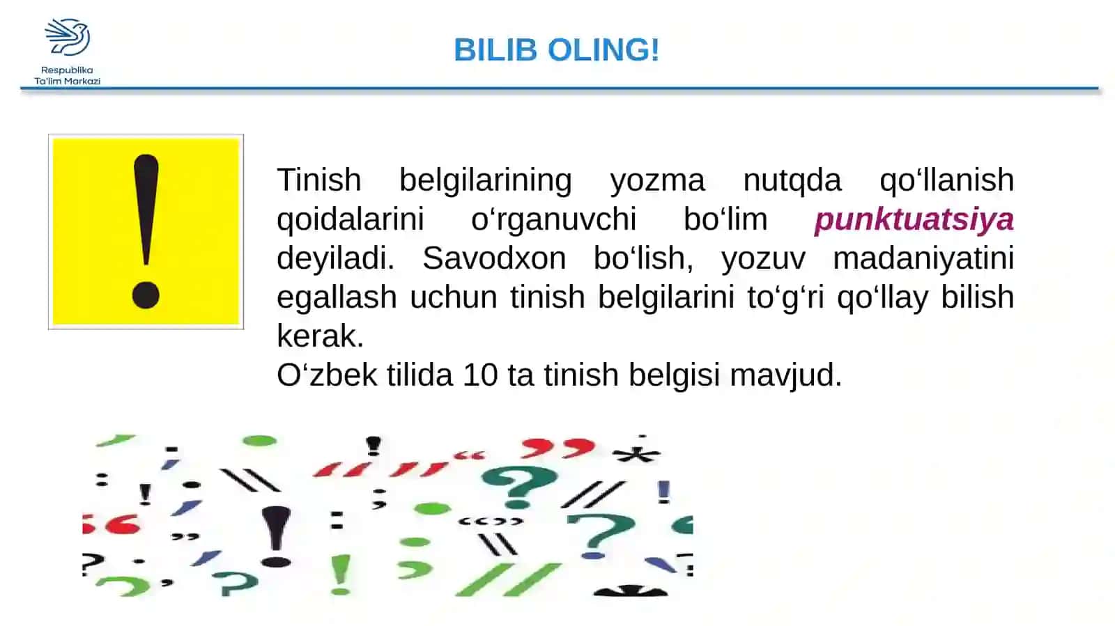 PUNKTUATSIYA BO‘LIMI HAQIDA MA’LUMOT 4