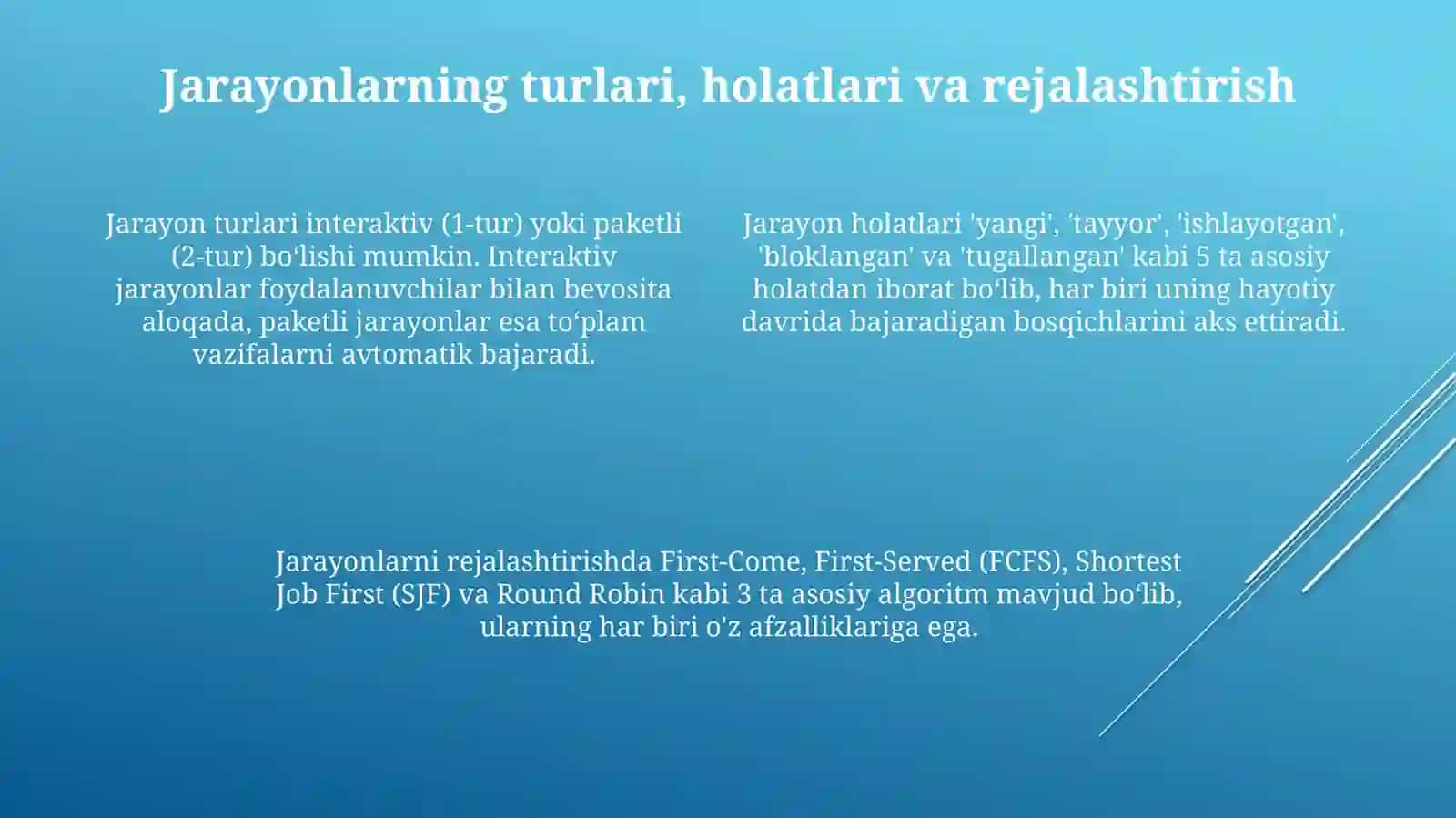 Jarayonlarni yaratish va boshqarish asoslari 4