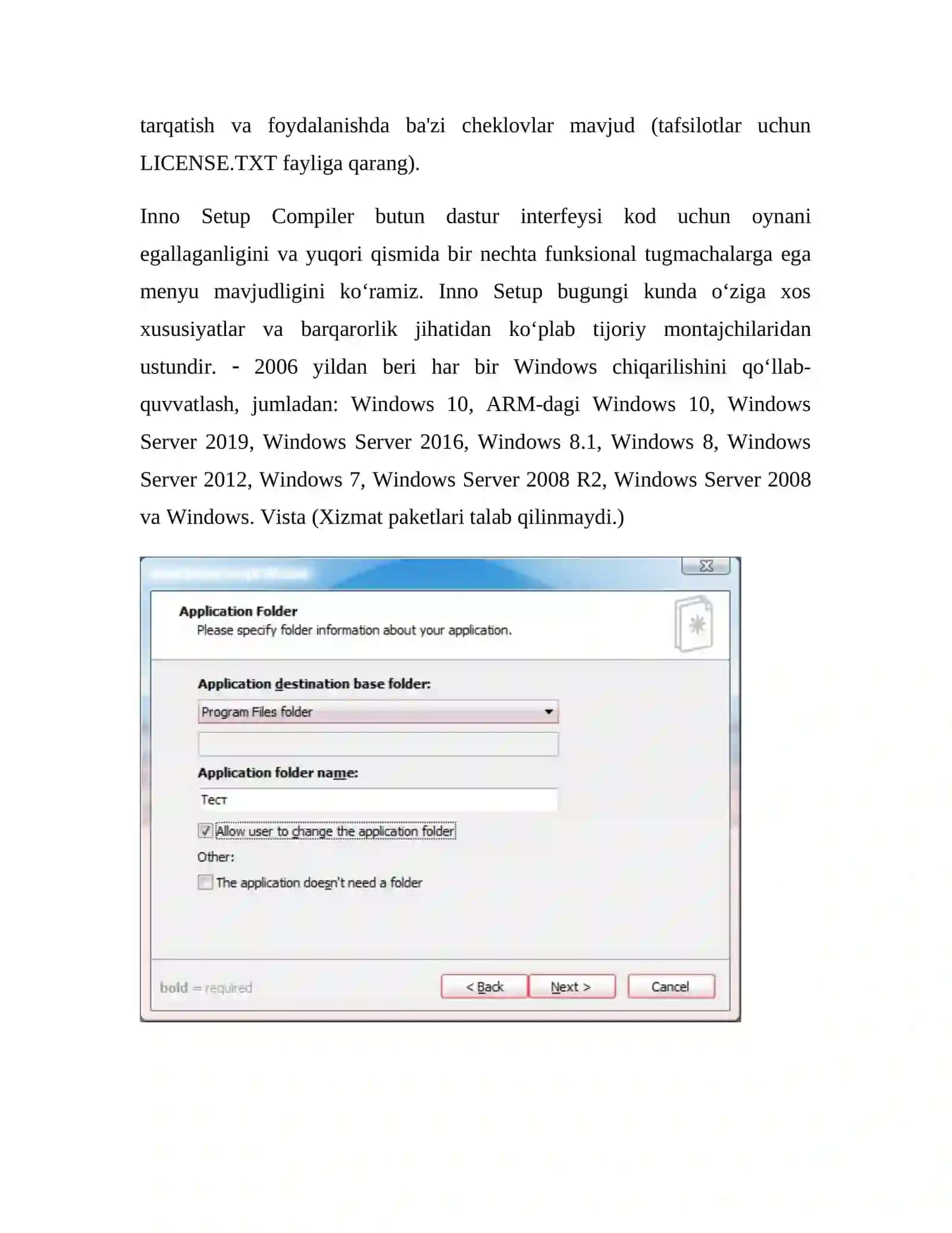 Inno Setup Compiler vositasi yordamida loyihalarni foydalanishga tayyorlash 4