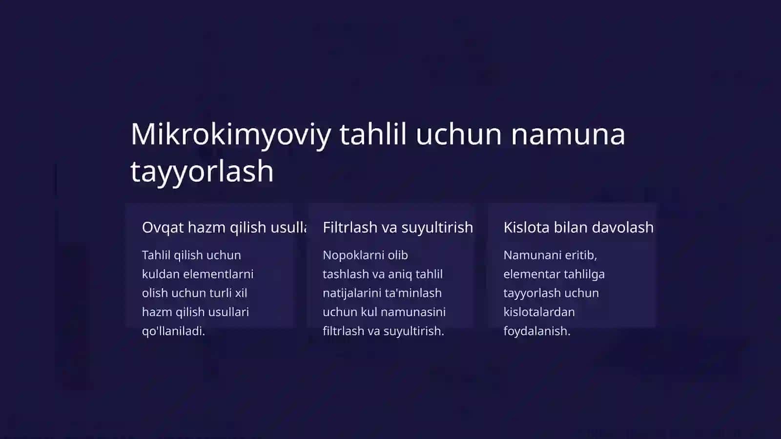 Kuldagi elementlarning mikrokimyoviy tahlili 4
