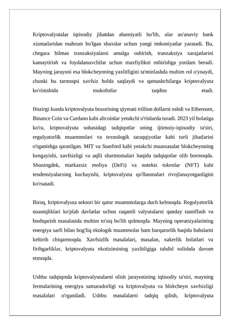 KRIPTOVALYUTA TEXNALOGIYASI,OLISH JARAYONI VA MAYNING FERMALAR 4