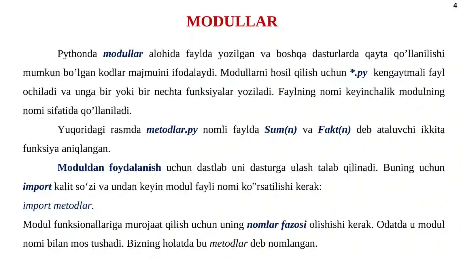 STANDART VA FOYDALANUVCHI MODULLARI 4