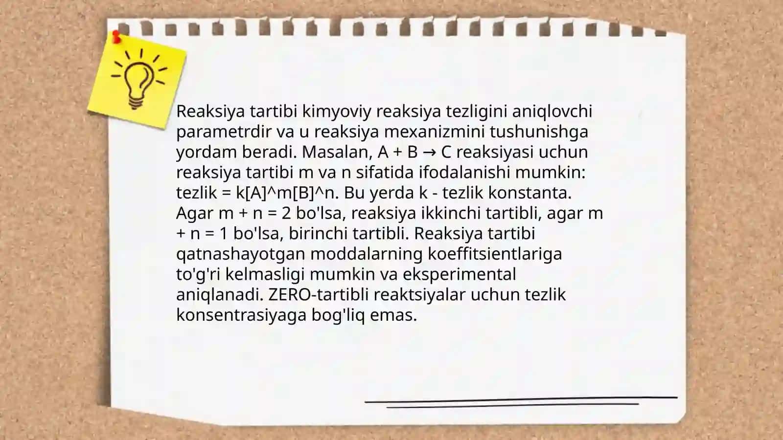 Reaksiyalarning tartibi va molekulyarligi bo'yicha tabaqalanish 4