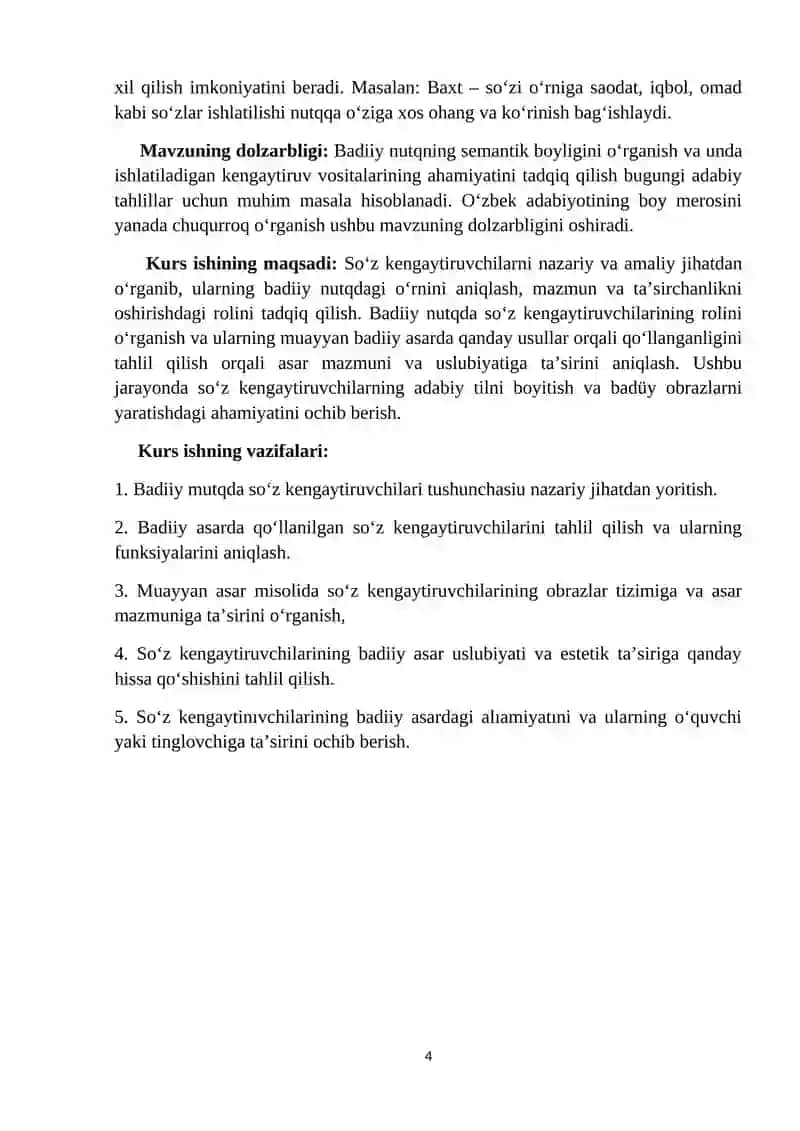 Badiiy nutqda so‘z kengaytiruvchilar 4
