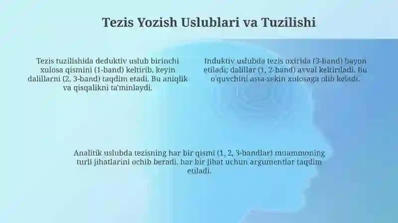Tezislar. Tezis turlari. Tezis yozish uslublari 4