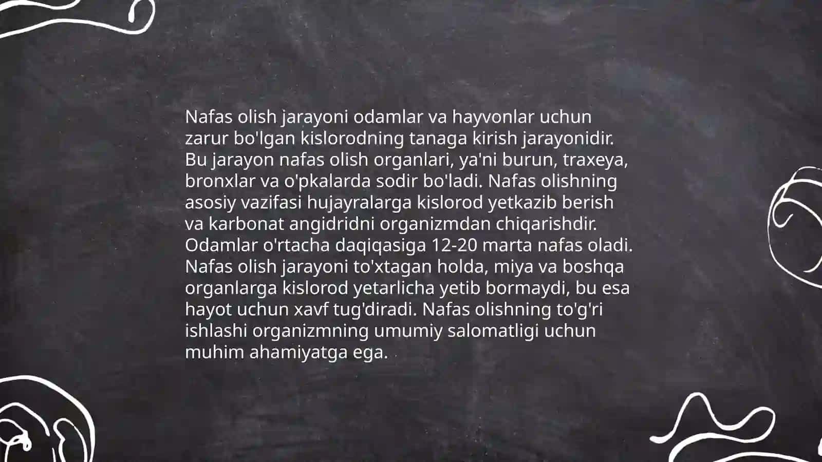 Organizmni nafas olish organlari sistemasining tuzilishi 4