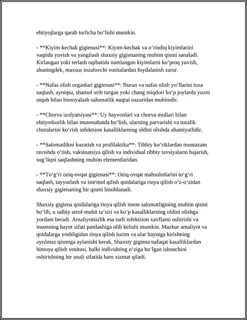 SHAXSIY VA JAMOAVIY GIGIENA 4