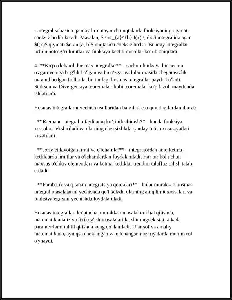Hosmas integrallar 4