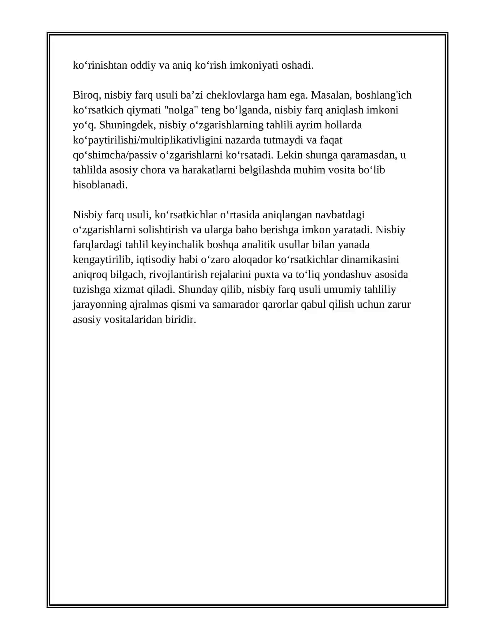 Nisbiy farq usuli 4