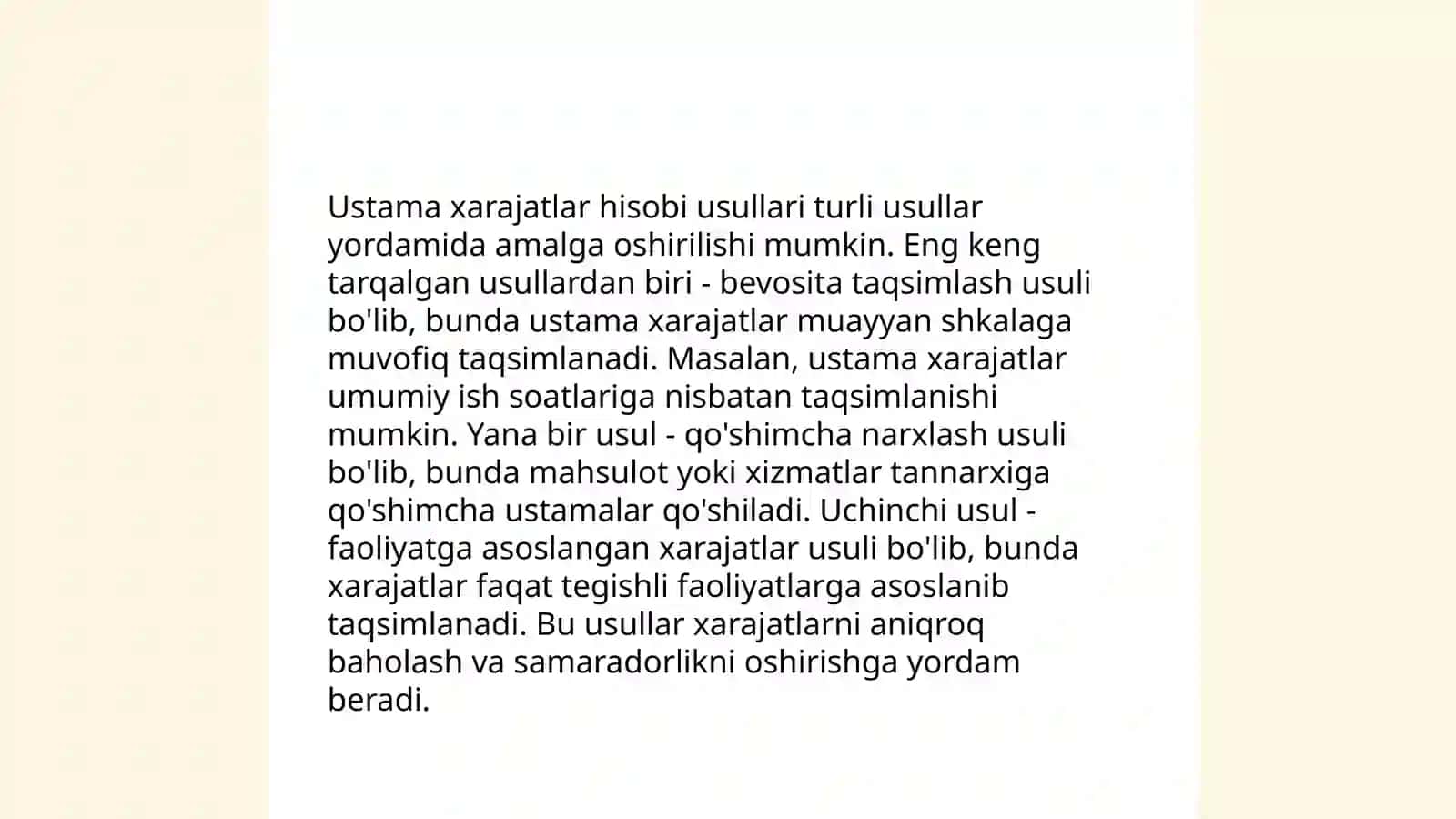 Ustama xarajatlar hisobi 4