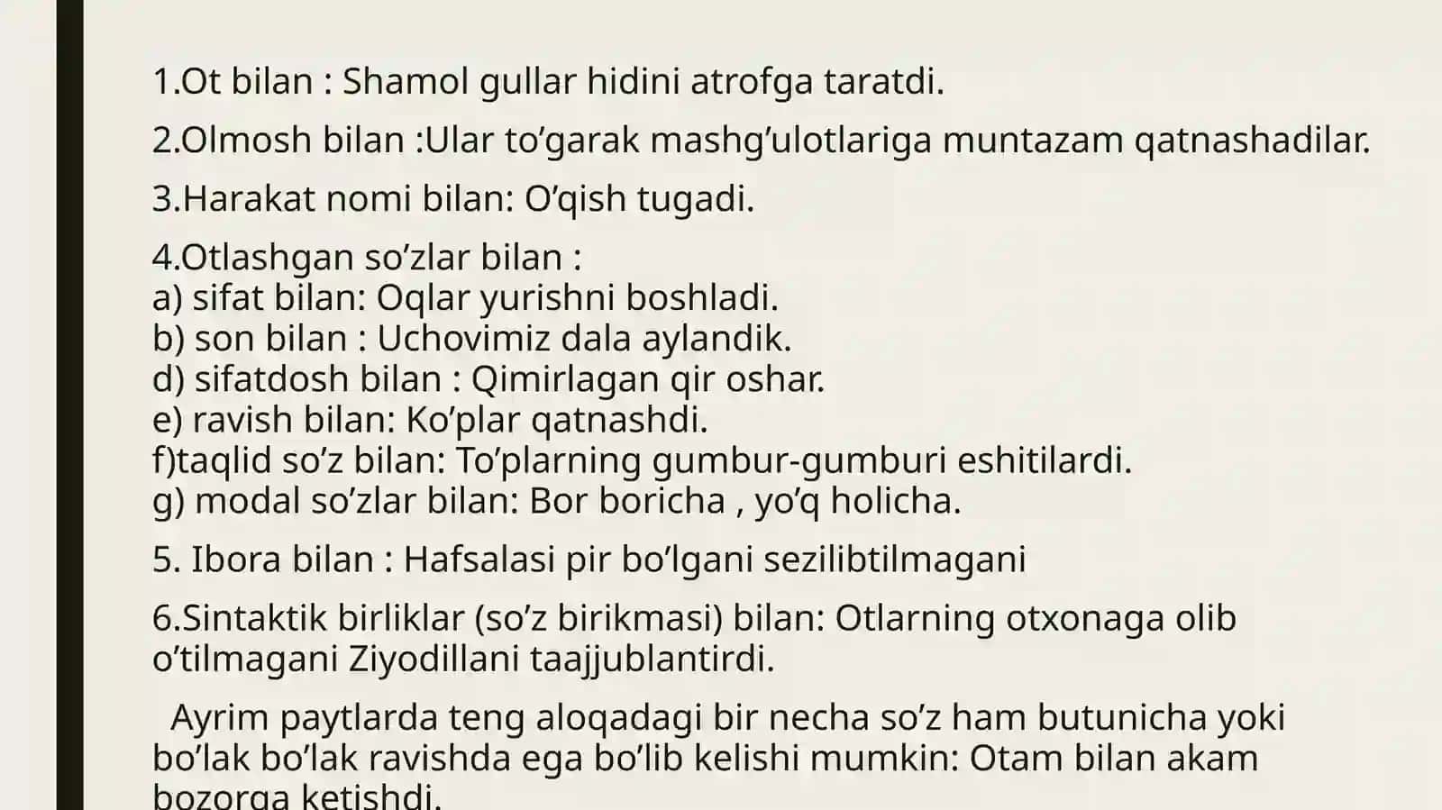 Ega va kesimning uslubiy tavsifi 4