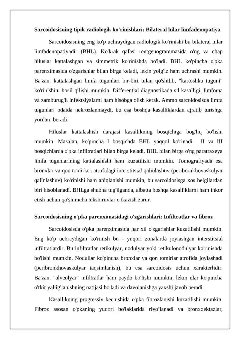 Sarkoidozni radiologik ko'rinishlari 4