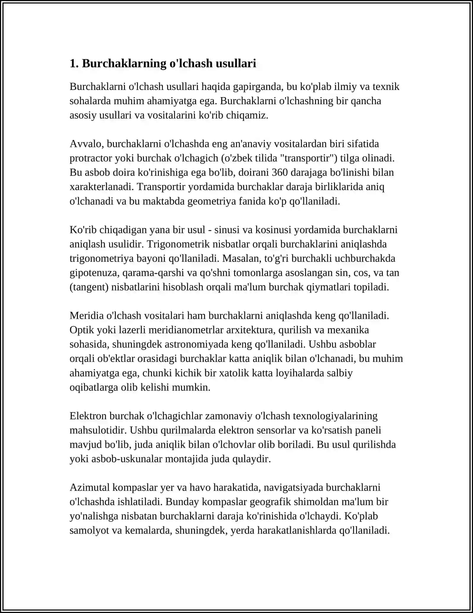 TIK STVOL ORQALI YO'NALTIRISH-BOG'LASH UCHBURCHAGINING PARAMETRLARINI HISOBLASH 4