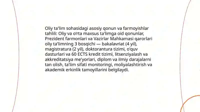 Oliy ta'lim me'yoriy hujjatlari 4