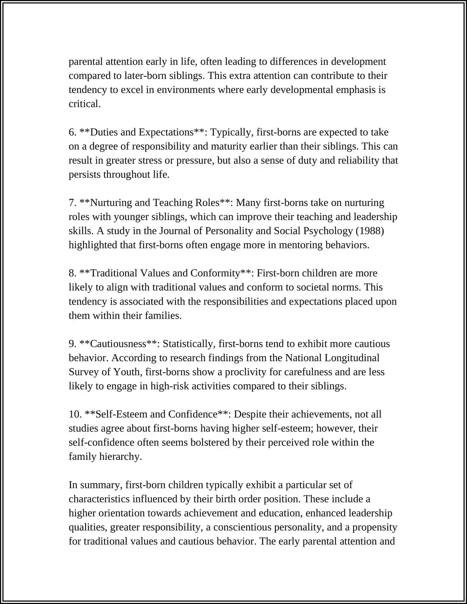 CHARACTERISTICS OF FIRST BORN, MIDDLE, LAST AND ONLY CHILD 4