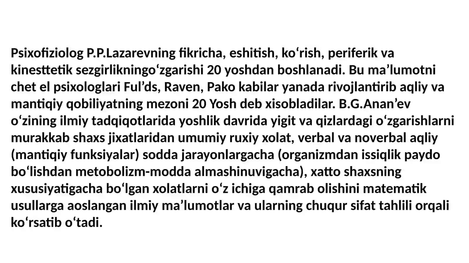 Yetuklik davrining psixologik xususiyatlari 4