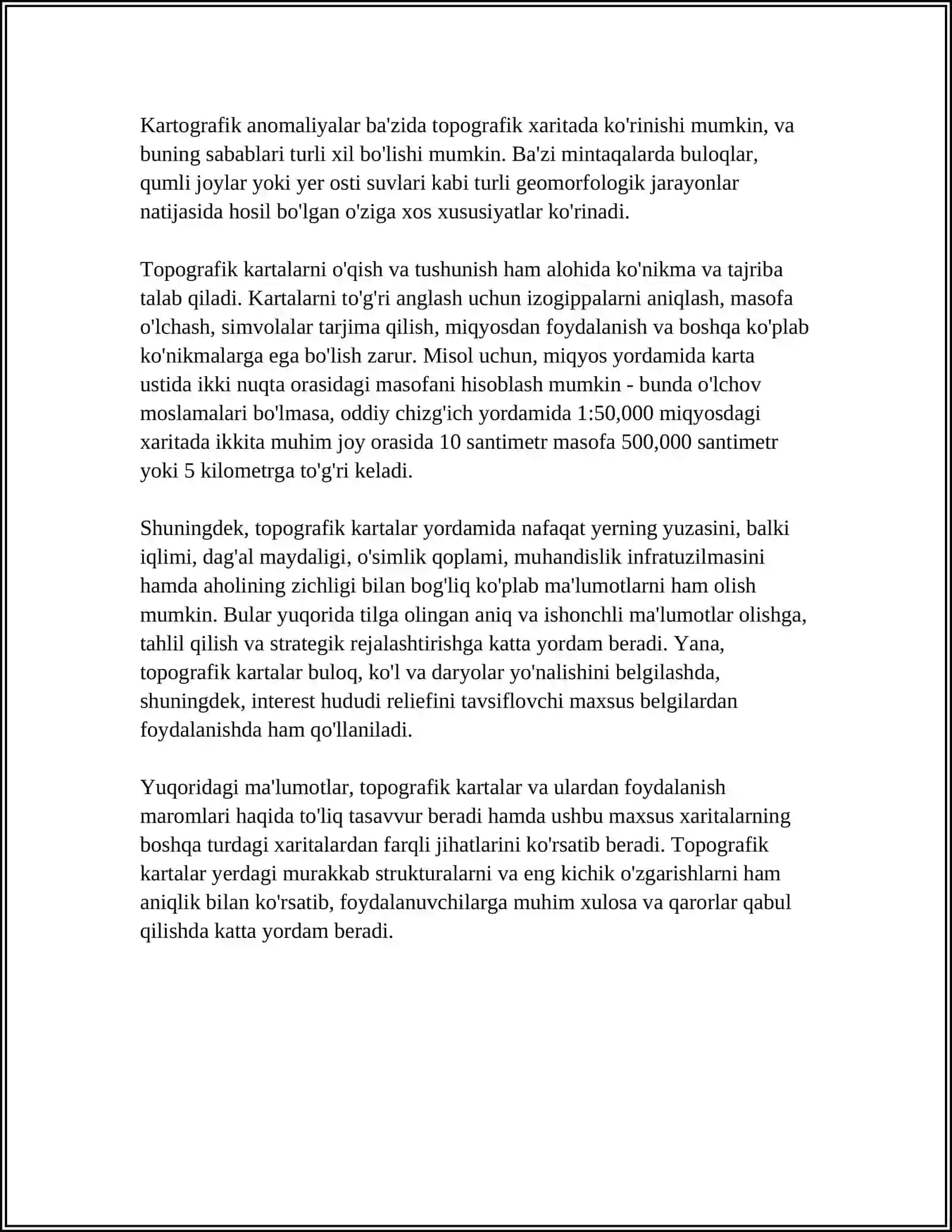 TOPOGRAFIK KARTA VA PLANLAR BO‘YICHA YECHILADIGAN MASALALAR 4