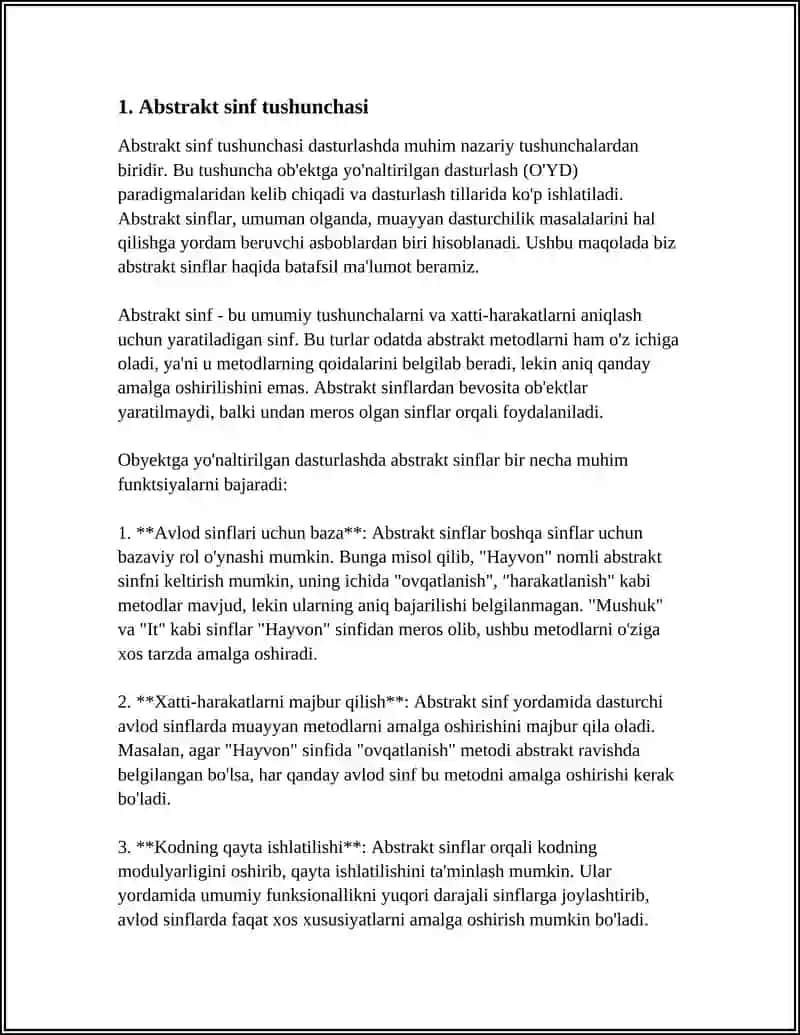 ABSTRAKT SINFLAR TASHKIL ETISH VA ULARDAN FOYDALANISH USULLARI 4