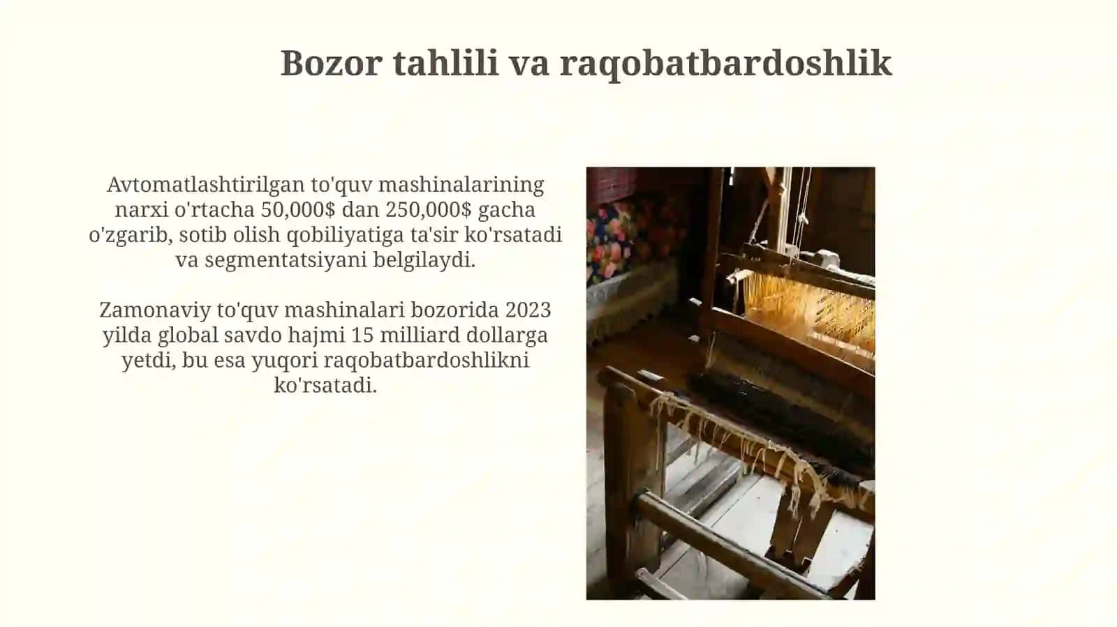 Zamonaviy to'quvchilik dastgohlari 4