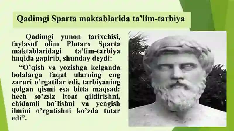 Taqdimot. Mavzu: Qadimgi Sparta va Afina maktablarida ta’lim-tarbiya 4