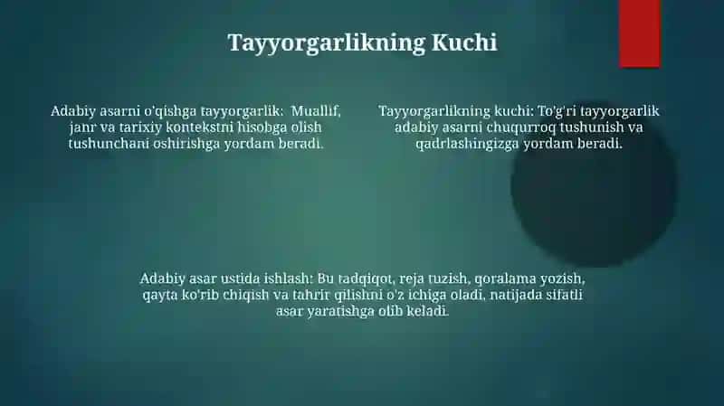 Adabiy asar ustida ishlash 4