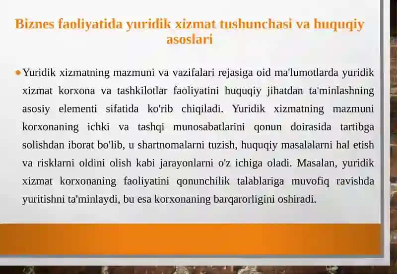 Biznes faoliyati davrida yuridik xizmat 4