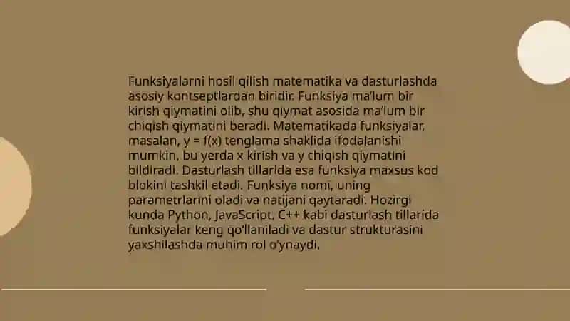 Matematik funksiyalar bilan ishlash 4