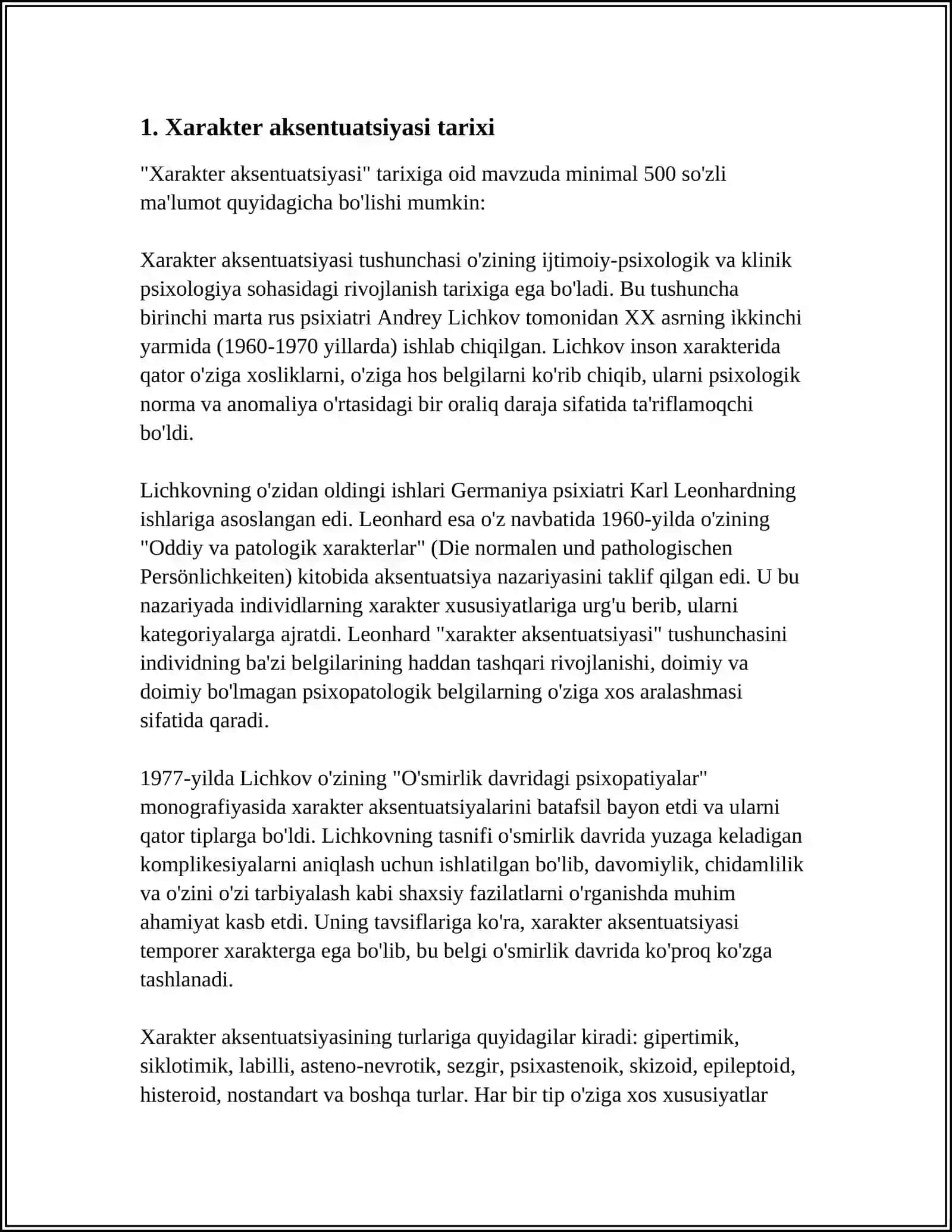XARAKTER AKSENTUATSIYASINI O'RGANISH 4