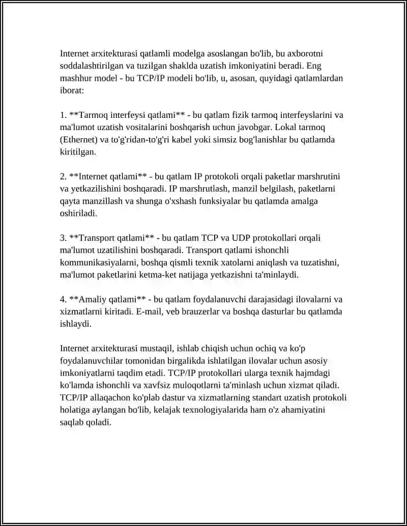 GLOBAL KOMPYUTER TARMOQLARINING TEXNOLOGIYALARI 4