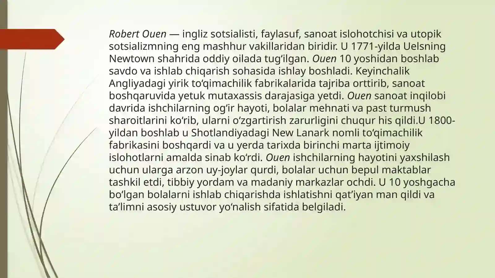 R.Ouen.Uning amaliy faoliyati, kapitalizm tanqidi 4