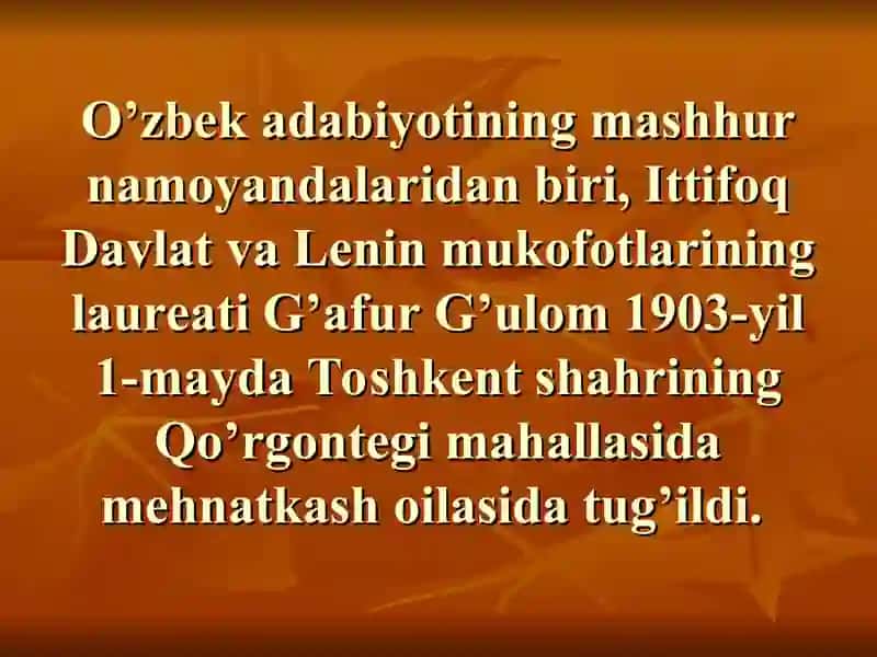 G'afur G'ulomning hayoti va ijodi 4