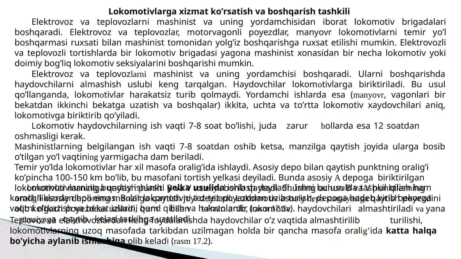 Lokomotivxo’jaligha qida umumiy ma’lumotlar 4