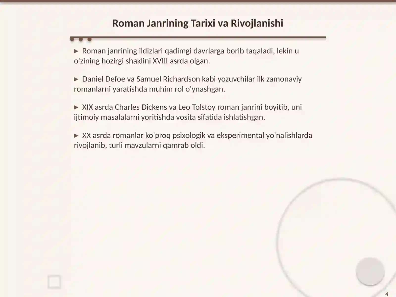 Roman Janri va Uning Tasnifi 4